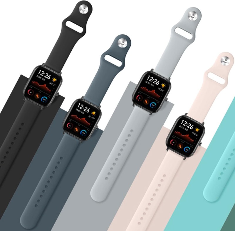 2 Pack Soft Silicone Bands Compatible with Amazfit Bip 3 Pro Watch Black/Gray gallery