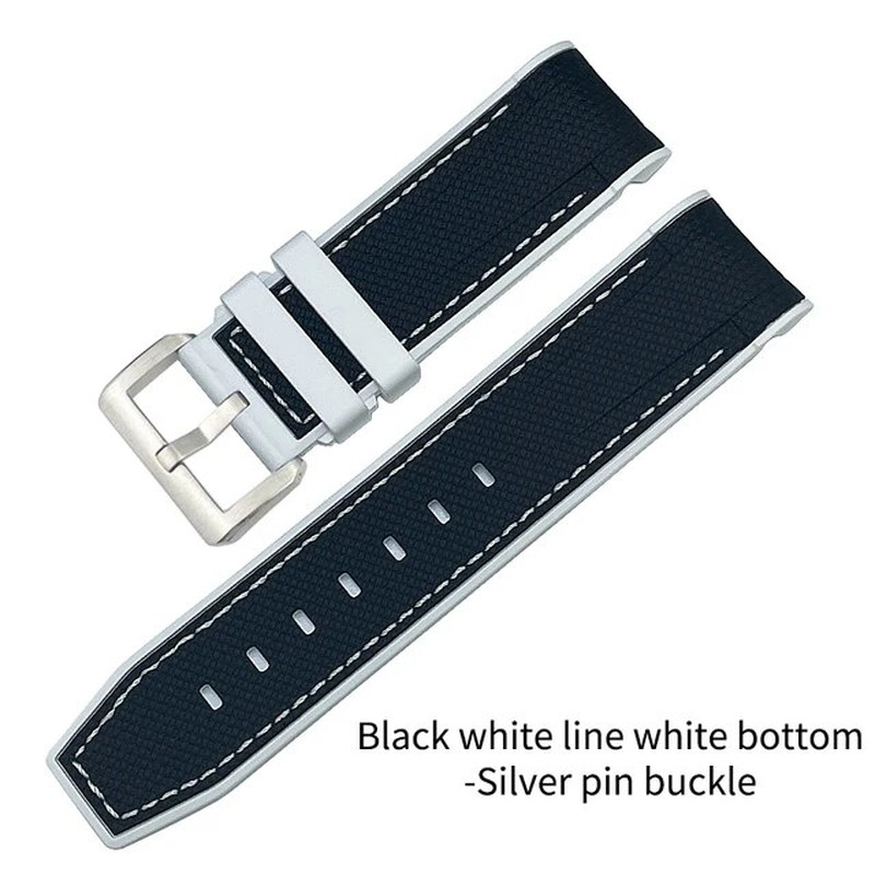 23mm 22mm Woven Rubber Watch Band Strap Fits Blancpain Fifty Fathoms 5000 5015 gallery