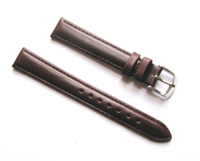 16mm Quality Genuine Leather Padded Dark Brown Watch Band – Size Regular