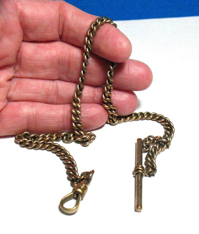 ANTIQUE GOLD FILLED WATCH CHAIN 13 1/2 INCHES 21.3 GRAMS J-747