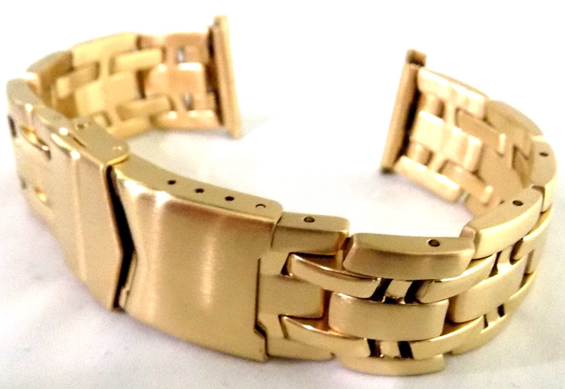 6 3/4" 173mm Long New 22mm Gold Tone Bracelet Watch Band Trifold Security Clasp gallery