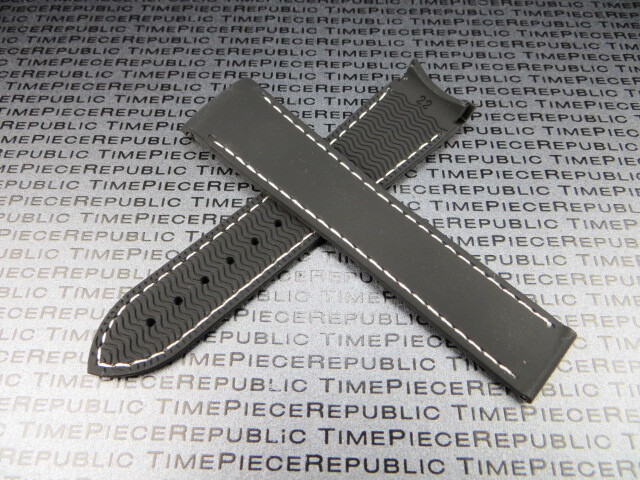 20mm 22mm Rubber Strap I Black Deployment Watch Band Curve Edge for OMEGA White gallery