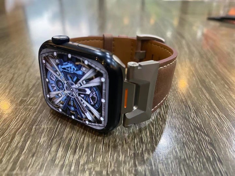 Genuine Leather Metal Band For Apple Watch Ultra 1 2 49mm 9/8/7/6/5/4/3/SE 42/44 gallery