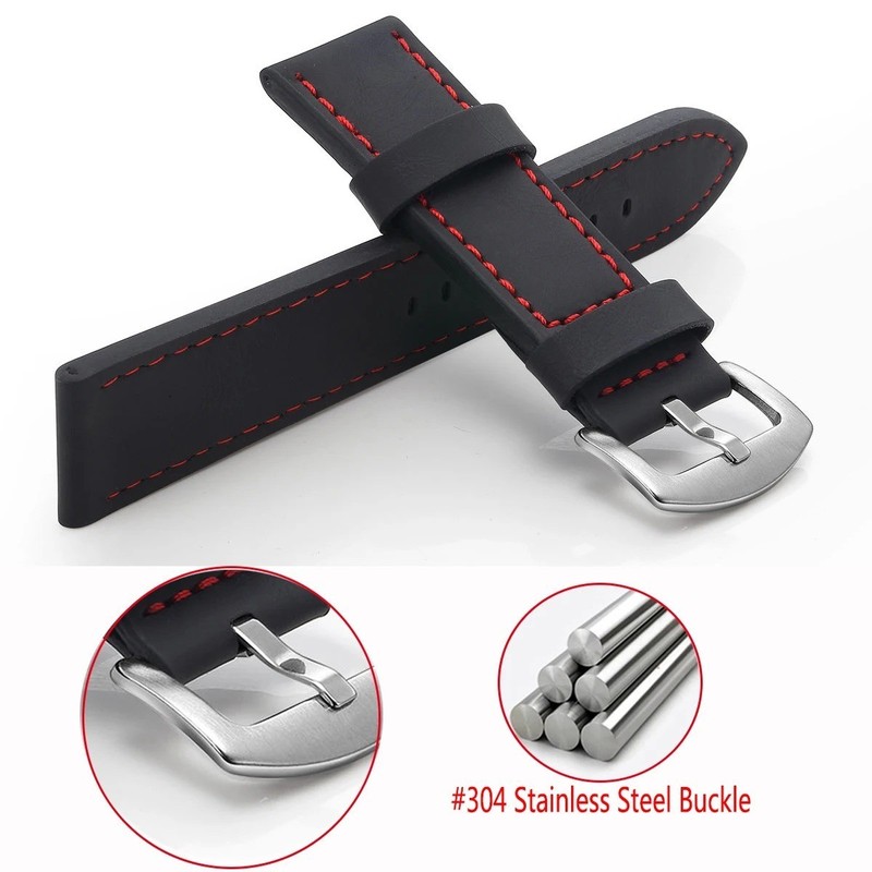 18mm 20mm 22mm Classic Genuine Leather Watch Band Strap Quick Release Wristband gallery