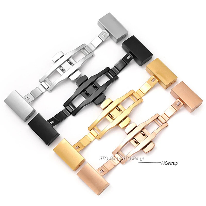 HQ 316L Stainless Steel Butterfly Buckles 16/18/20/22mm Metal Clasps Rubber Band gallery