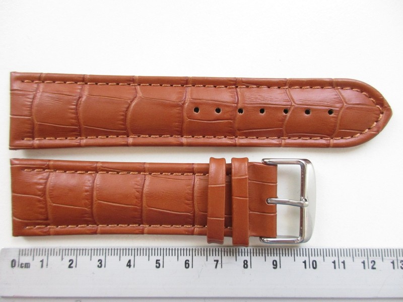 Tawny brown XL Alligator print 26 MM Sport leather watch band strap