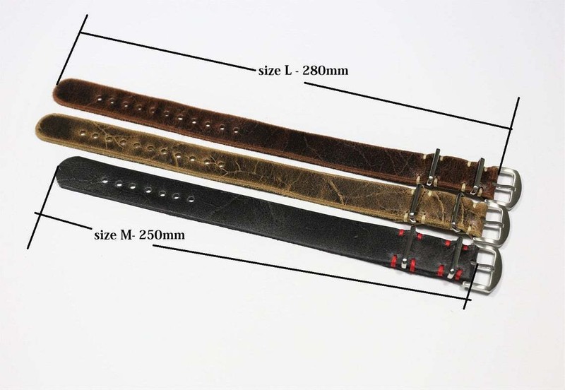 Brown Leather Watch band Handmade Single Pass Distressed strap 18 20 22 24mm gallery