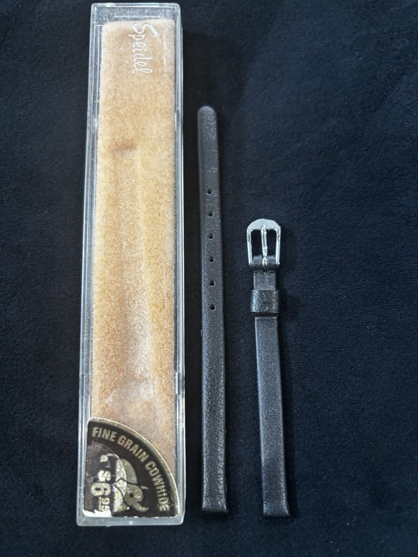 Speidel 6mm Black Leather Watch Band West Germany Silver Tone Buckle NOS