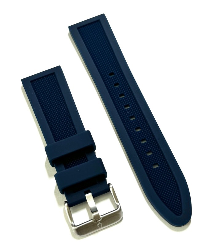 Original Bulova 22mm 98A288 BLUE Rubber Watch Band Strap with Silver Buckle