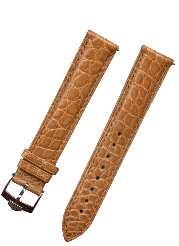 GEN. MB ALLIGATOR COGNAC STRAP 18mm LEATHER & GENUINE TAG HEUER STEEL BUCKLE