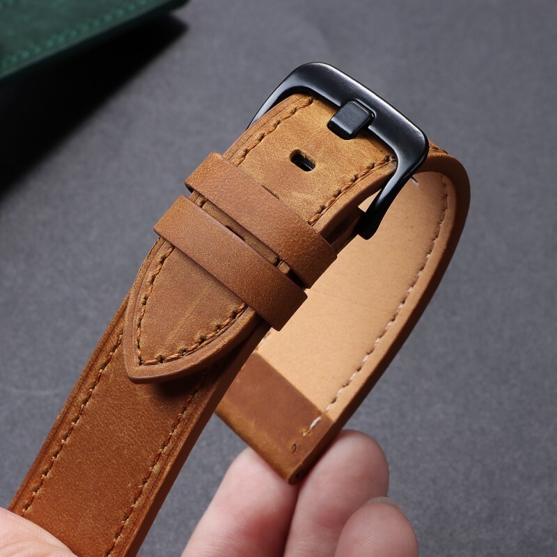 High Quality Vintage Brushed Genuine Leather Watch Band Strap 20/22mm Universal gallery