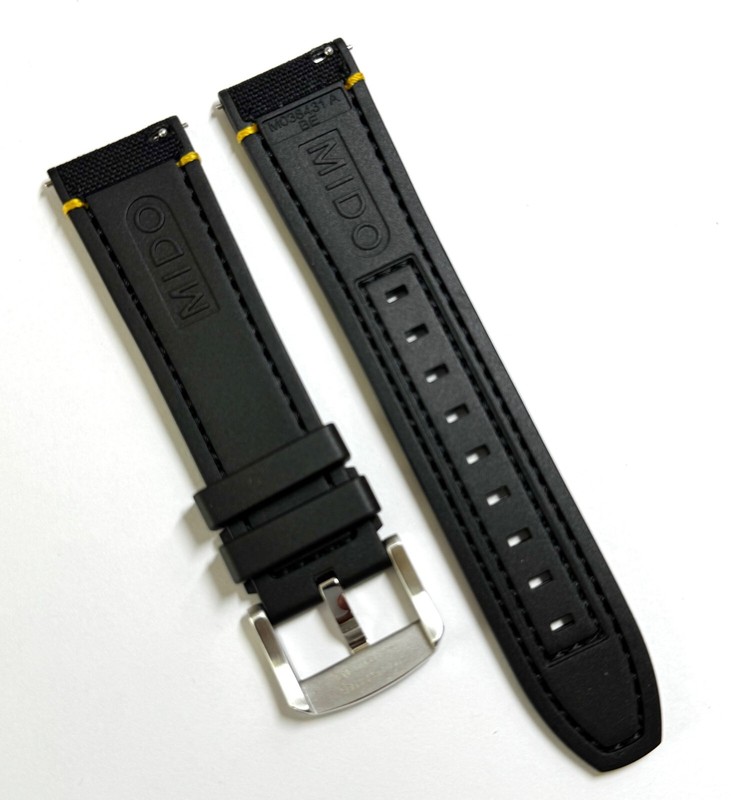 Original MIDO Multifort TV 22mm Black with Yellow Synthetic Watch Band Strap gallery