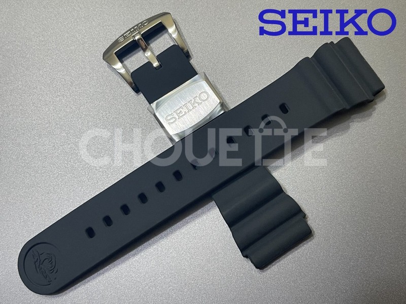Seiko Prospex 22mm Black Silicone Watch Strap for SRPB53JC, 4R35-01V with PINS
