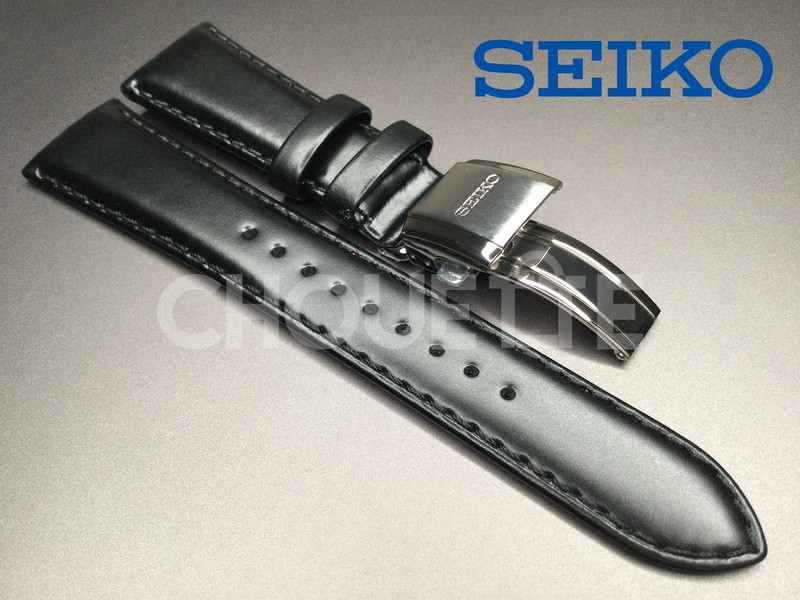 SEIKO Spirit SBFT005 / 7B25-0AB0, SBFV005 / 7B22-0AL0 22mm Black Leather Strap