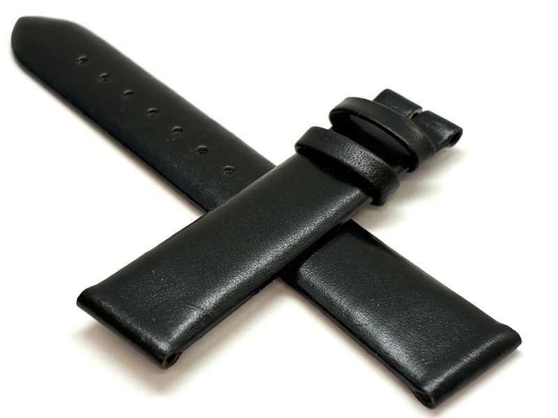 OEM SWAROVSKI Genuine Leather Matte Black 16mm x 14mm Watch Strap NEW No Buckle