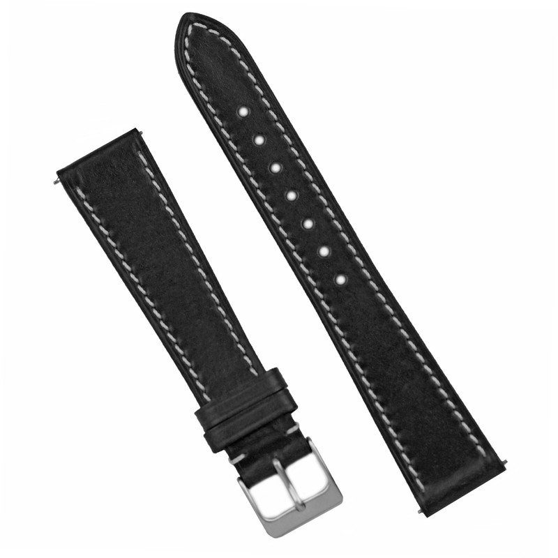 B & R Bands Elegante Leather Watch Band Straps QR Spring Bars 18mm 19mm 20mm