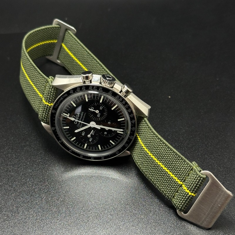 No Pass French Marine Nationale Elastic Parachute Watch Strap Green Yellow gallery
