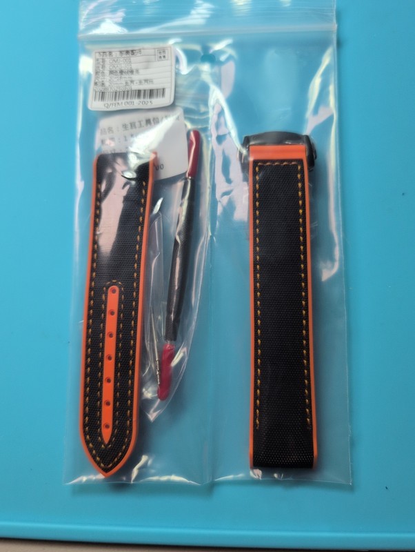 20mm Black Orange Strap Nylon Rubber Watch Band With black Butterfly Clasp gallery