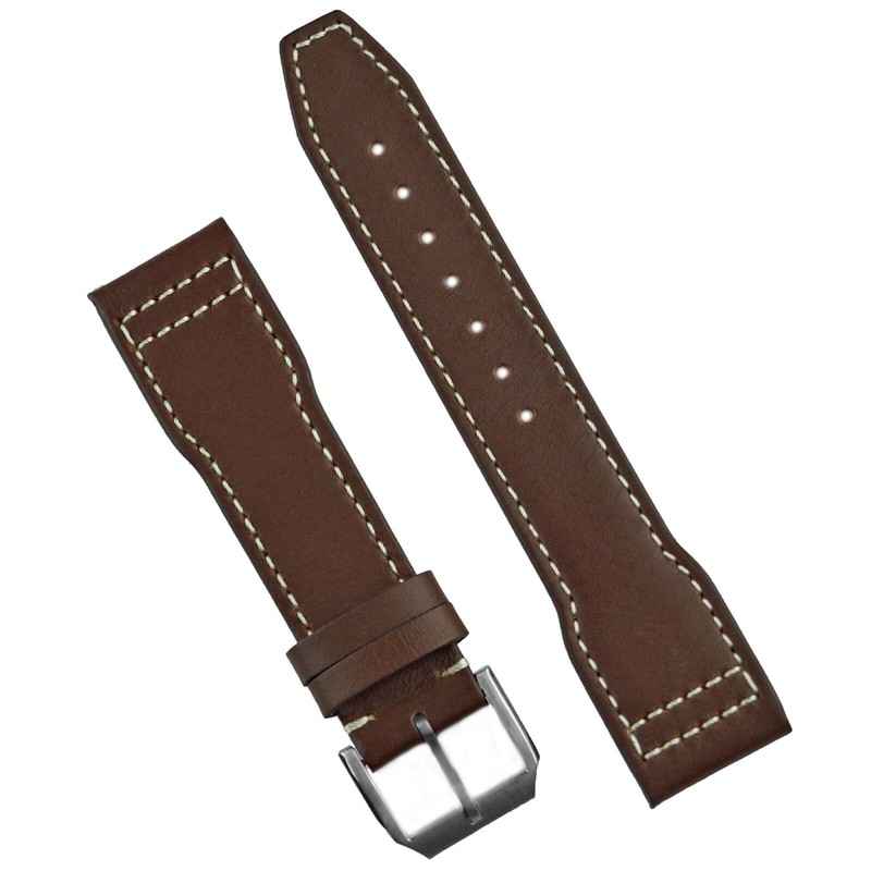 B & R Bands Brown Horween White Stitch Pilot Watch Band Strap 20mm 21mm