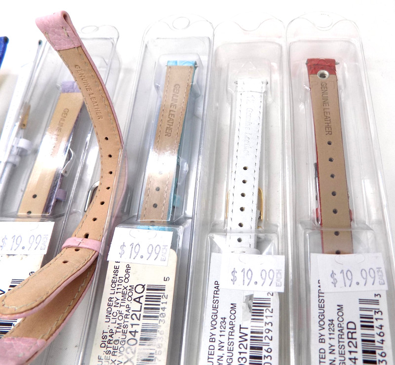 Lot of 10 New 12mm Watch Bands Leather Timex Pink Blue Yellow White Red New gallery