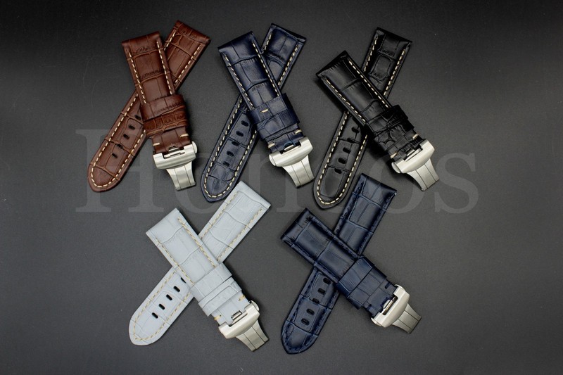 22 24 26 MM Blue Black Brown Alligator Watch Band Strap Buckle Fits for Panerai