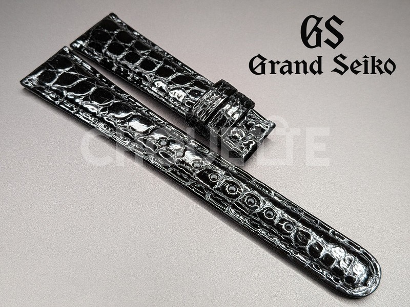 Grand Seiko SBGT019 / 9F83-0AB0 19mm Black Crocodile Leather Band Strap – JAPAN