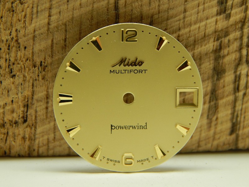 Mido Watch Dial Gold Vintage Multifort Powerwind 25.64mm Arrow Markers Date Wndw