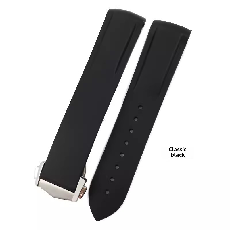 Butterfly Clasp Rubber Watch Band Strap 19 20 21mm Fits Omega New Seamaster 300 gallery