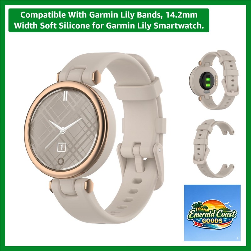 Elegant Soft Silicone Garmin Lily Smartwatch Band – 14.2mm, Adjustable Size