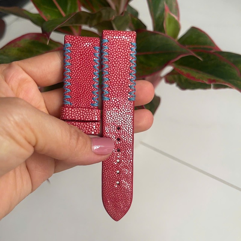 Genuine Leather Skin Watch Strap Band Red size 22mm/20mm
