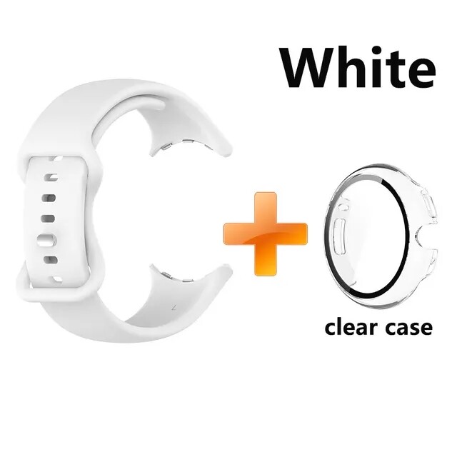 Soft Silicone Strap+TPU Case Cover for Google Pixel Watch 1 2 Rubber Correa Band
