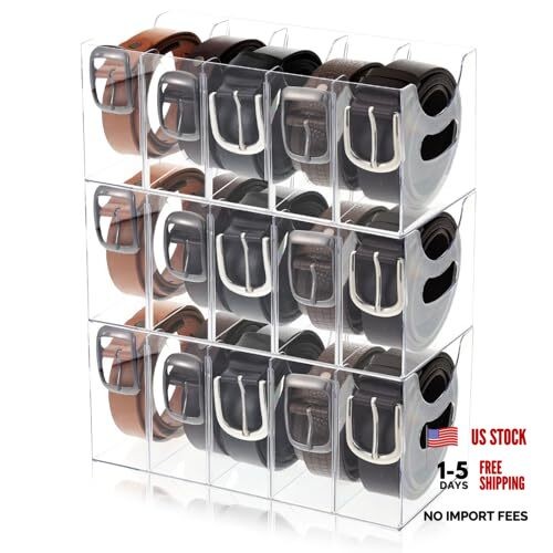 3 Pack Acrylic Belt Organizer Clear Stackable Belt Storage Holder Purse