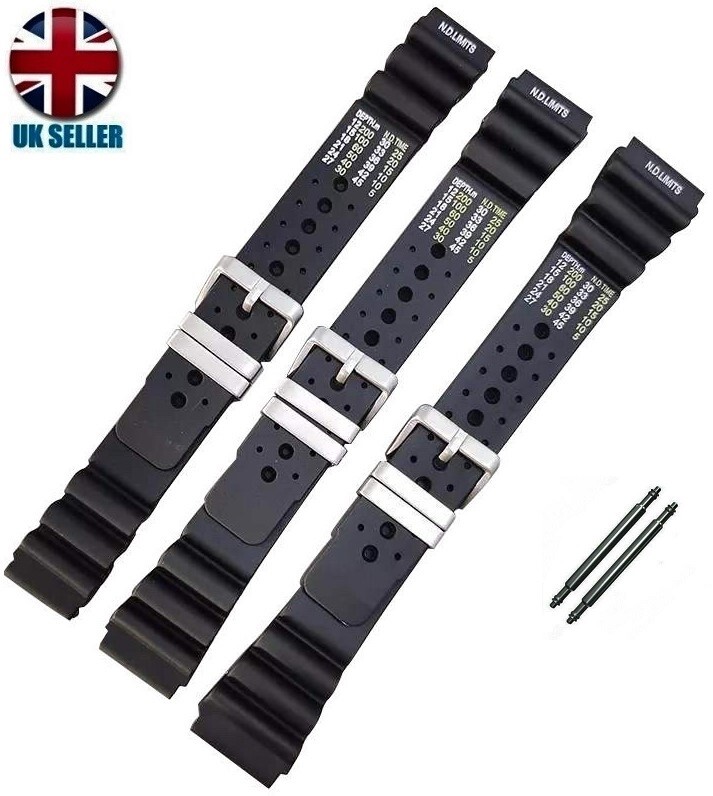 CASIO SEIKO COMPATBILE BLACK RUBBER DIVER WATCH STRAP SPORT BAND 20-22-24MM