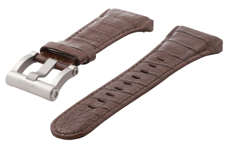 NEW 30-22mm Genuine TW Steel Brown Croc Leather Watch Strap Band & Buckle -TW59a