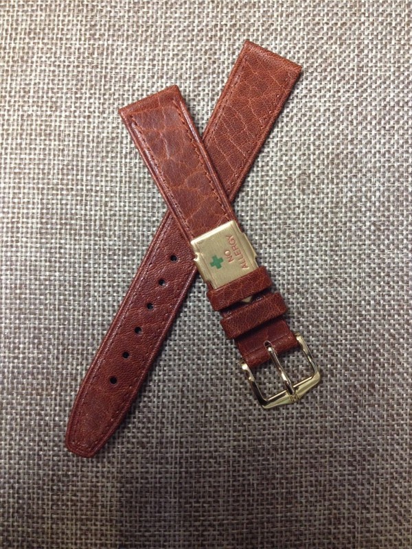 16mm BROWN VINTAGE STRAP HIGH QUALITY HIRSCH CAMELGRAIN WATCH BAND Gold Buckle