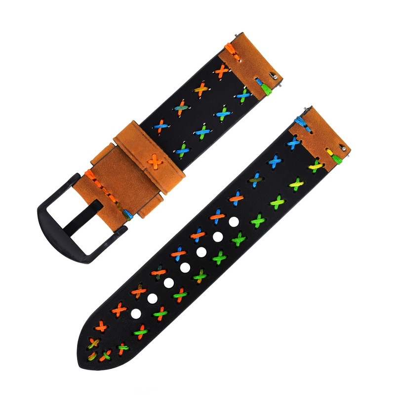 Premium Braided Genuine Leather Watch Strap Bands Unisex 20/22/24/26mm Universal gallery