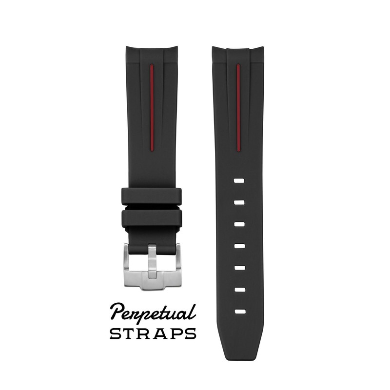 BLACK RED ACCENT – RUBBER WATCH STRAP for Omega X Swatch Speedmaster MoonSwatch