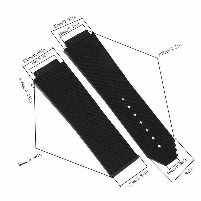 25MM RUBBER WATCH STRAP BAND FOR HUBLOT BIG BANG CLASSIC FUSION BLACK gallery
