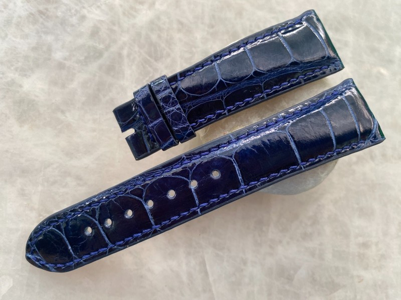 22mm/18mm Dark Blue Alligator Crocodile Print Leather Watch Strap Band