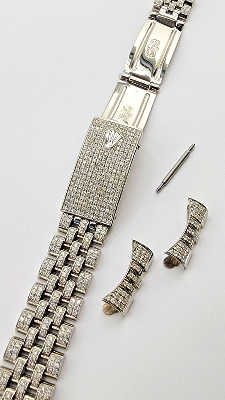 26mm Rolex Diamond Jubilee Bracelet Stainless Steel Pave Clasp & End Links