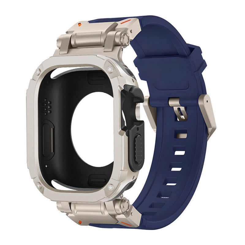TPU Case+Rubber Loop Strap for Apple Watch Ultra 2 1 Band for Series 8 6 4 SE 9