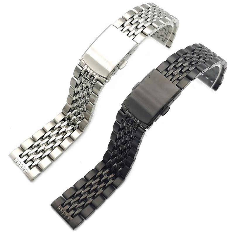 Solid Stainless Steel Watch Band Watch Straps Beads of Rice Bracelet 20 22mm gallery