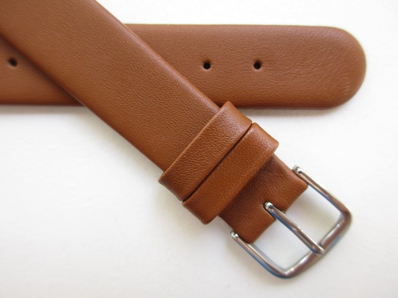 Ginger brown plain Unstitched Untapered 14 MM leather watch band strap