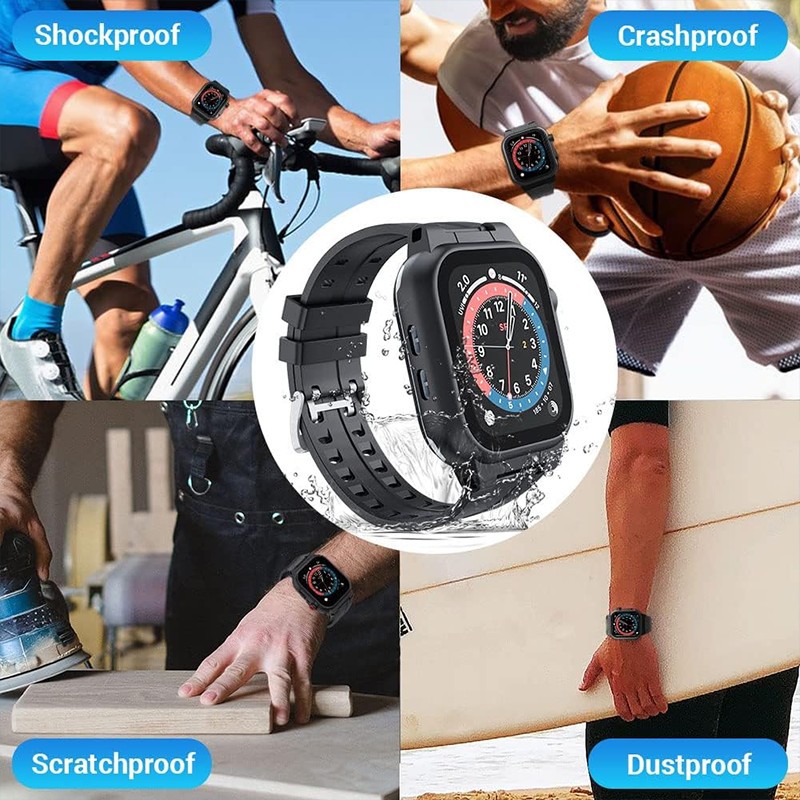 Waterproof Case With Band For Apple Watch 38/40/41/42/44/45mm &Rugged Strap IP68 gallery