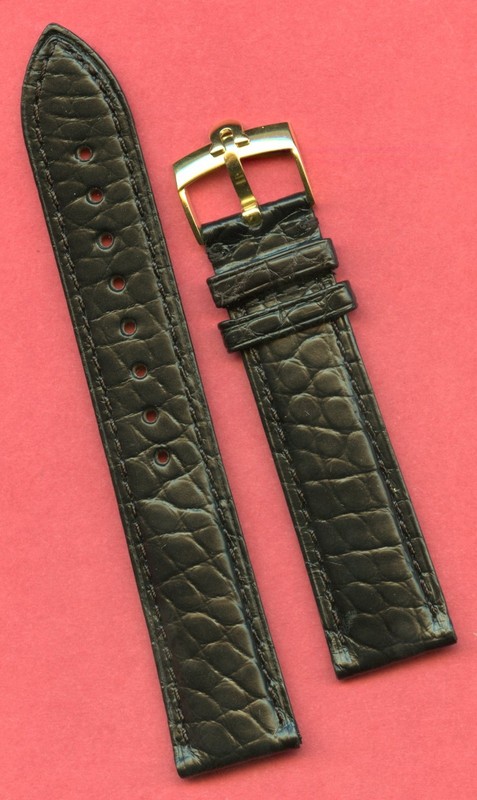 GEN ALLIGATOR MB BLACK STRAP 18mm, leather lined & GENUINE OMEGA GOLD BUCKLE gallery