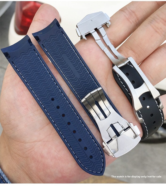 Butterfly Clasp Rubber Watch Band Strap 19 20 21mm Fits Omega New Seamaster 300 gallery