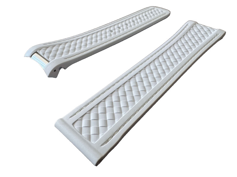 White Premium FKM Rubber Watch Strap For Seamaster Aqua Terra 150M 41mm 20m