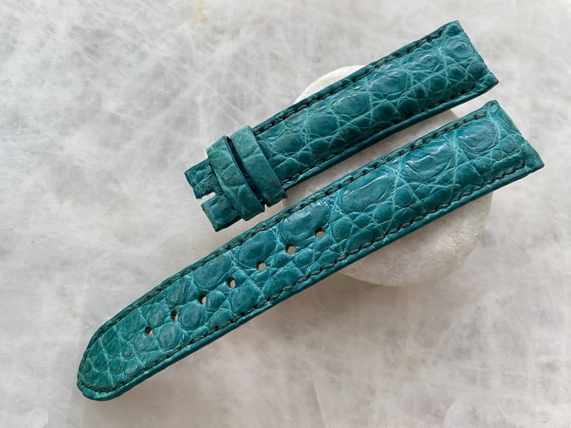 18mm/16mm Green Alligator Crocodile Print Leather Watch Strap Band