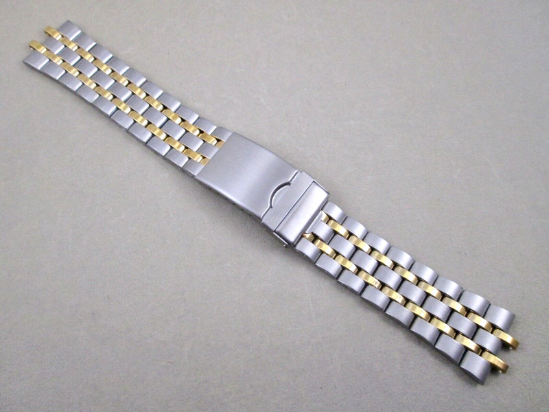 2.5mm 10mm 22mm lug size men’s st. steel watch band two tone fold over clasp
