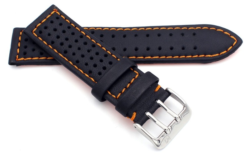 Sulla watchstrap Waterproof Calf Leather 20mm, 22mm, 24mm – orange / yellow Seam